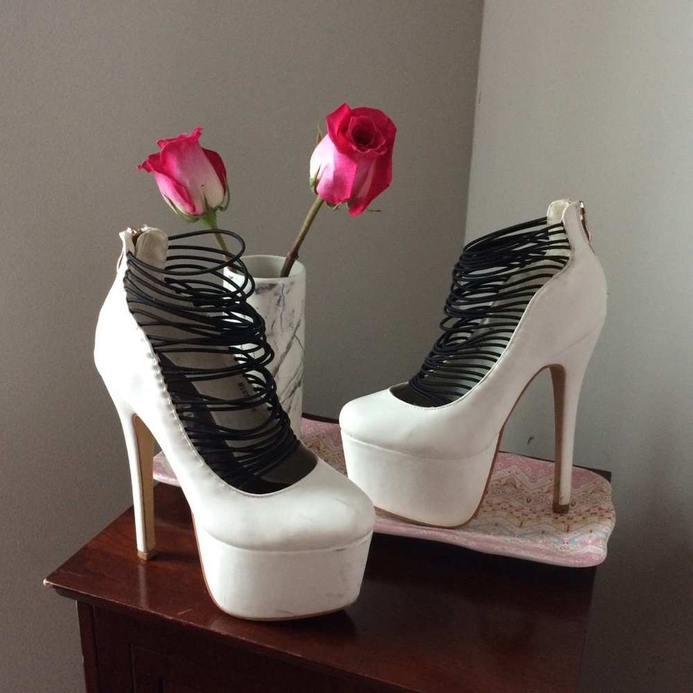 Pazzle White Platform Heels
